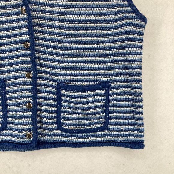 Belle Pointe Sweater Vest Women's Large Blue Striped Silk Blend Sleeveless Y2K - Picture 3 of 10